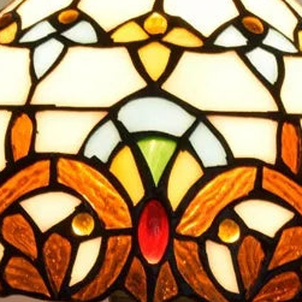 Détail du vitrail de la lampe style Tiffany Baroque