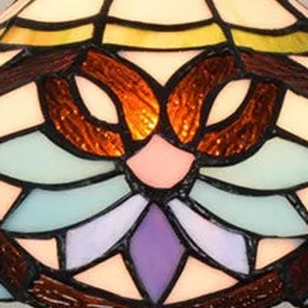 Détail du vitrail de la lampe style Tiffany Belle Époque