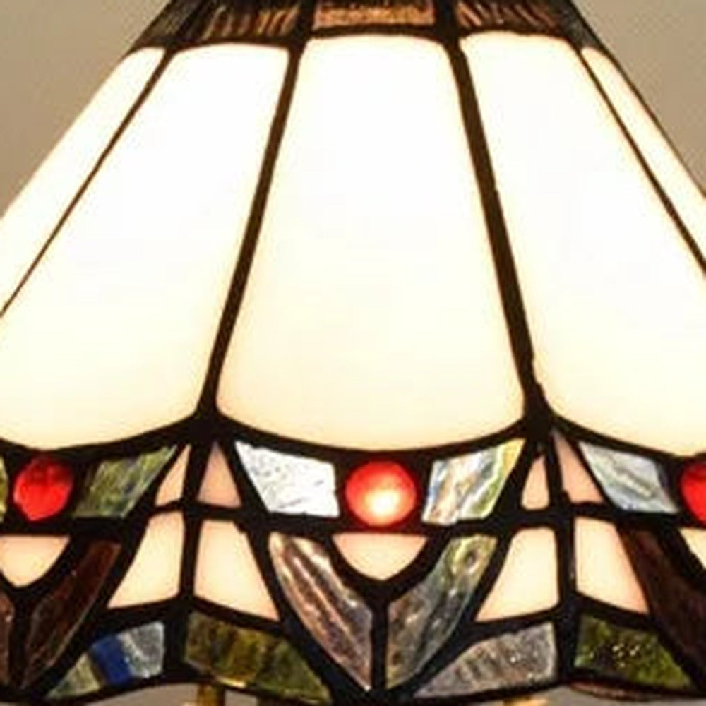 Détail du vitrail de la lampe style Tiffany Héloïse