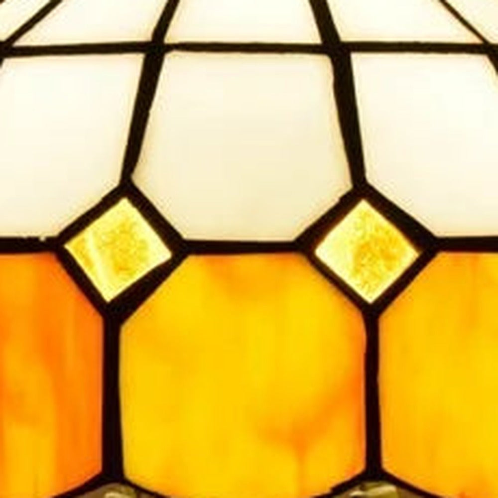 Détail du vitrail de la lampe style Tiffany Miel