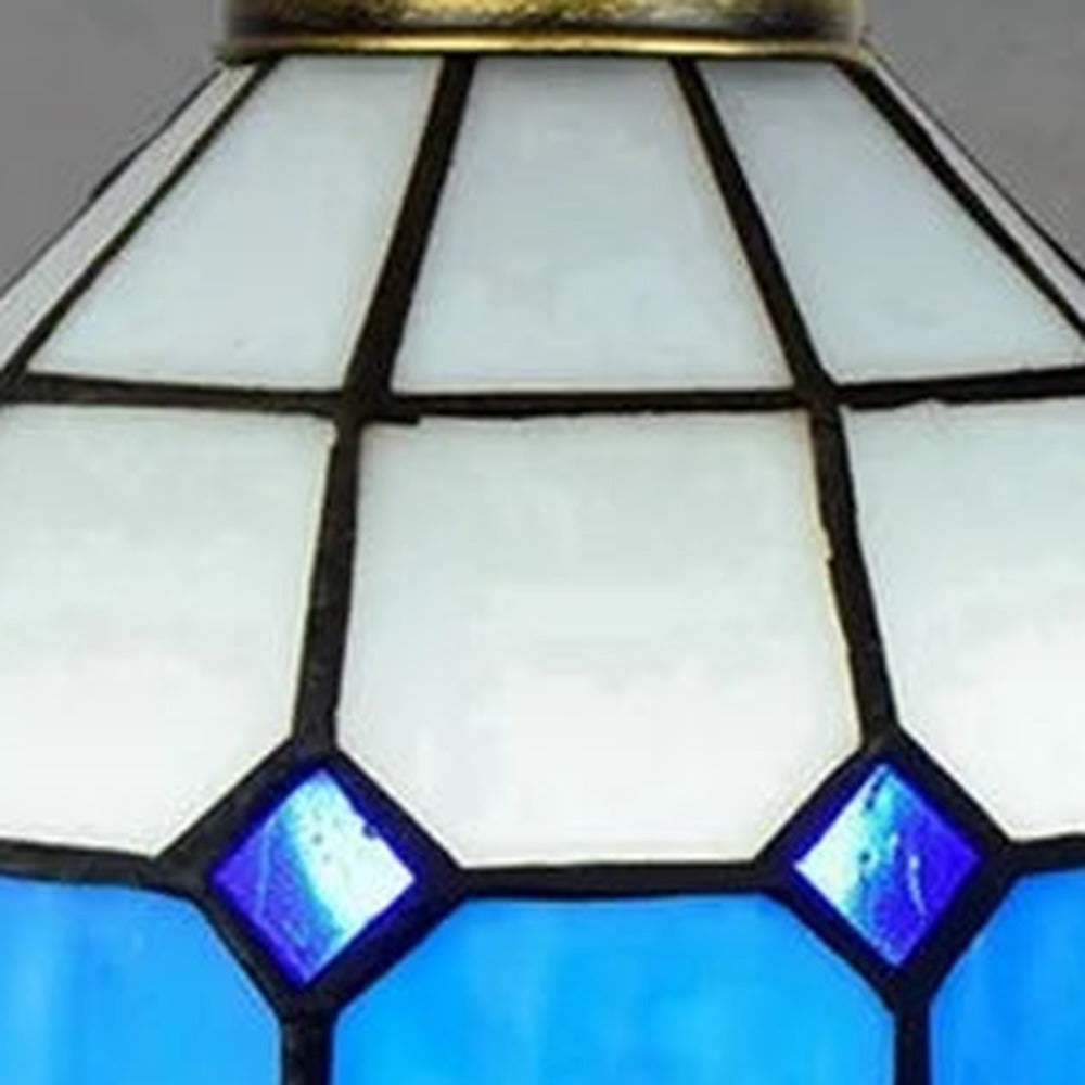 Détail du vitrail du plafonnier style Tiffany Riviera