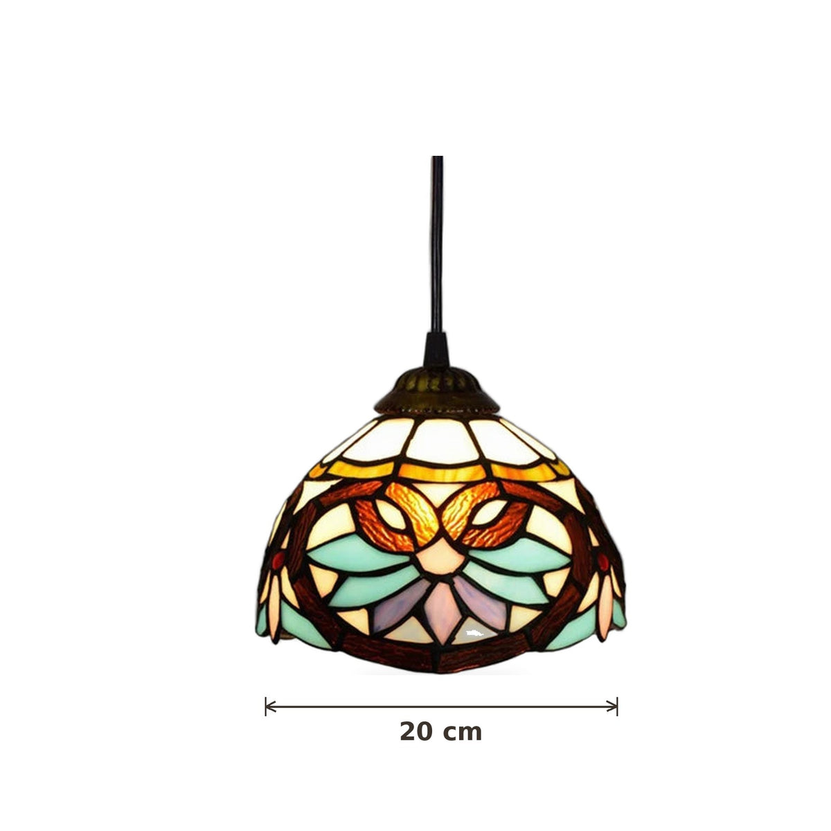 Dimensions de la suspension style Tiffany Belle Époque : abat-jour 20 cm de diamètre
