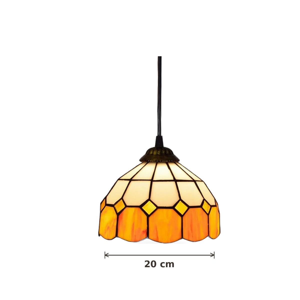 Dimensions de la suspension style Tiffany Miel : abat-jour 20 cm de diamètre